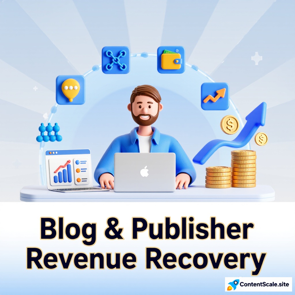 Publisher revenue recovery framework showing 4-phase recovery strategy for traffic and monetization restoration