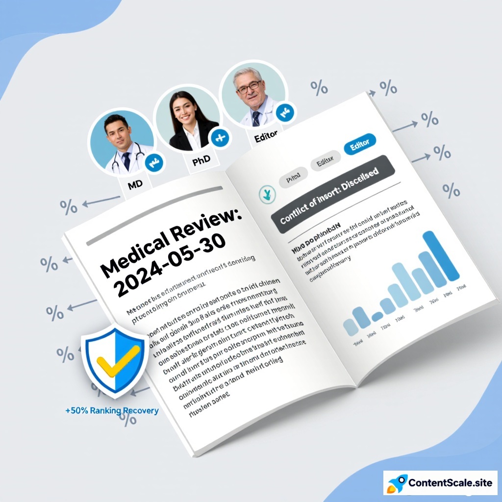 YMYL AI optimization means proving E-E-A-T through author credentials, medical review, conflict disclosures, and professional verification signals