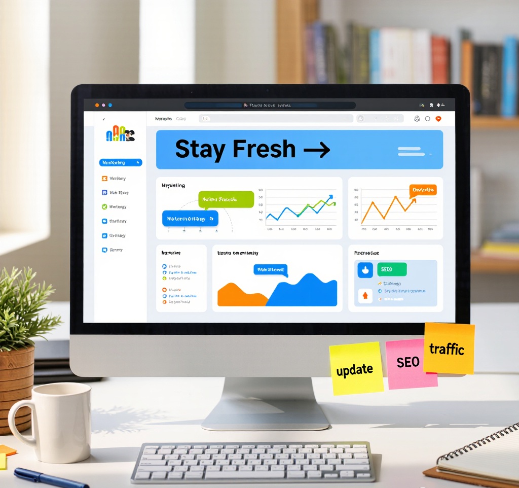 Professional content rewrite service showing ContentScale content freshness tactics implementation