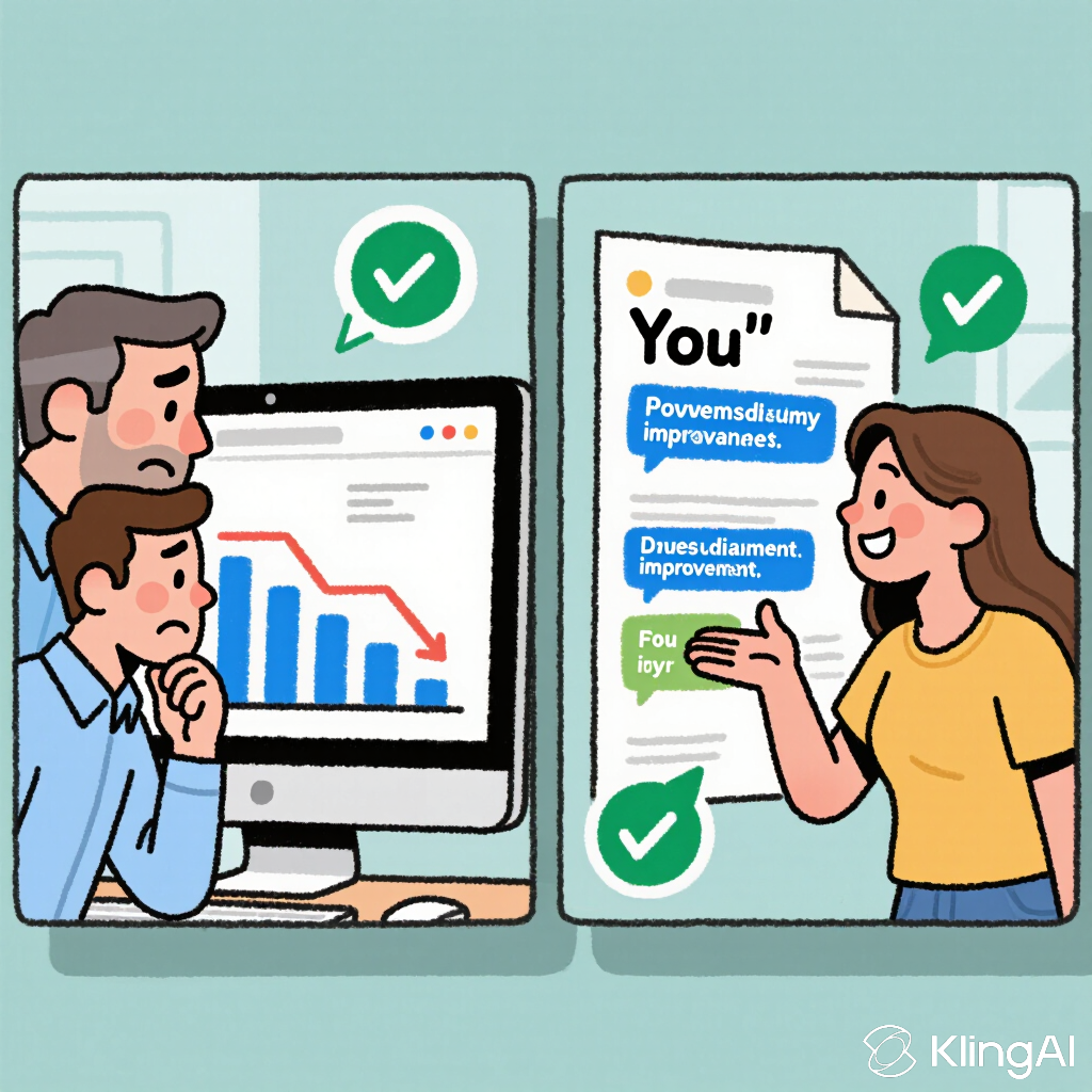 Conversational content optimization framework showing before and after transformation examples
