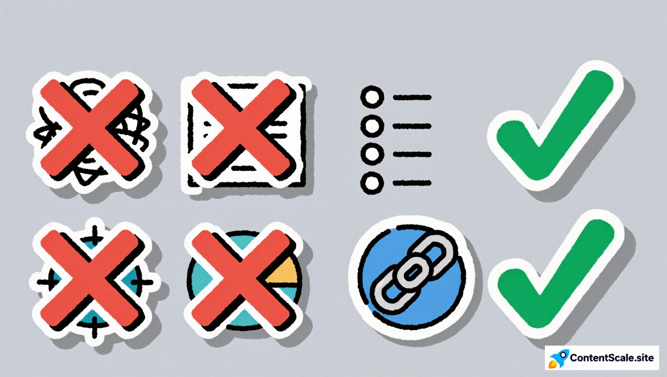 Warning signs and crossed-out examples of common GRAAF Framework implementation mistakes