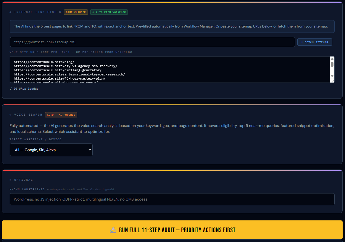 ContentScale Step 1 SEO content audit — Google Search Console data analysis for clicks impressions and ranking opportunities