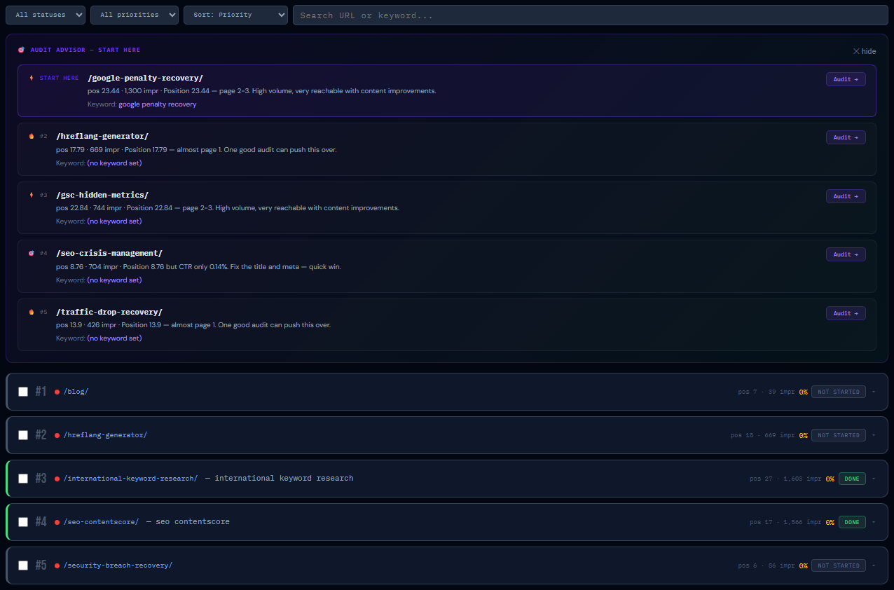 ContentScale index measure refine — GSC monitoring 30 60 90 day checkpoints for content ranking improvement