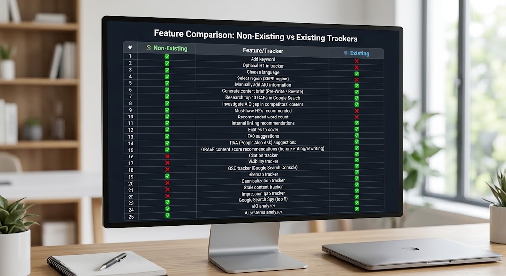 ContentScale AI Citations Tracker — showing citation status across Google AI Overviews, Perplexity and Copilot with actionable rewrite brief per page